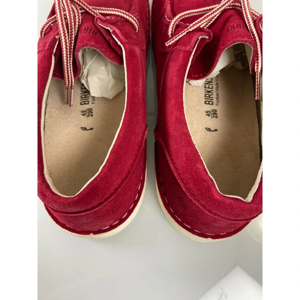 Birkenstock Men's US 12 EU 45 Pasadena Red Suede Veloursleder‎ Lace Up Shoes NEW